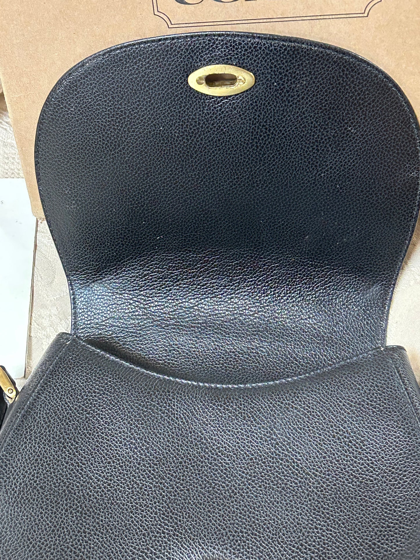 Coach Pebble Leather Madison Carlyle 4401 Flap Crossbody Handbag Black Purse Box