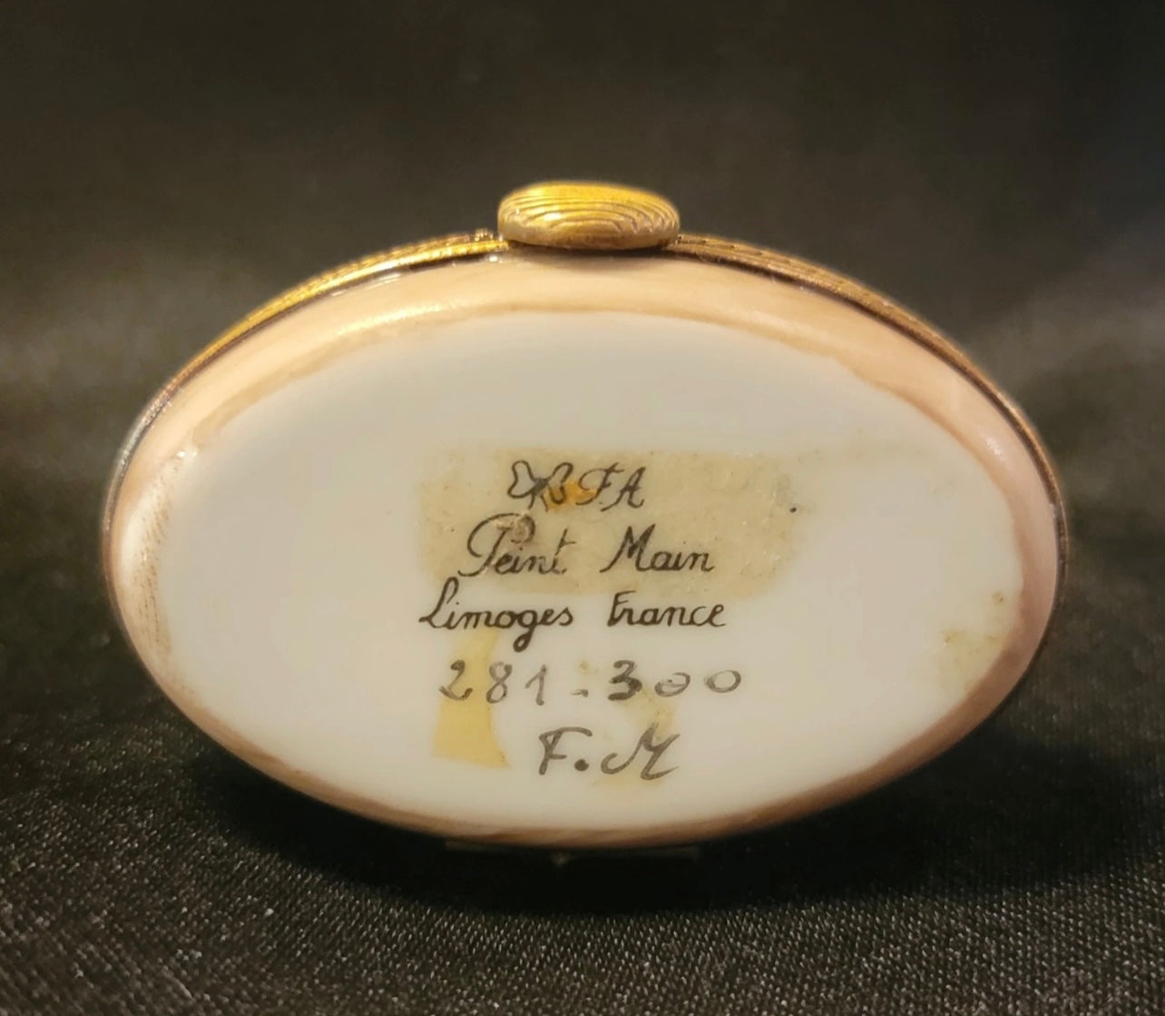 Vintage Limoges Handpainted Cat With Mouse Trinket Box