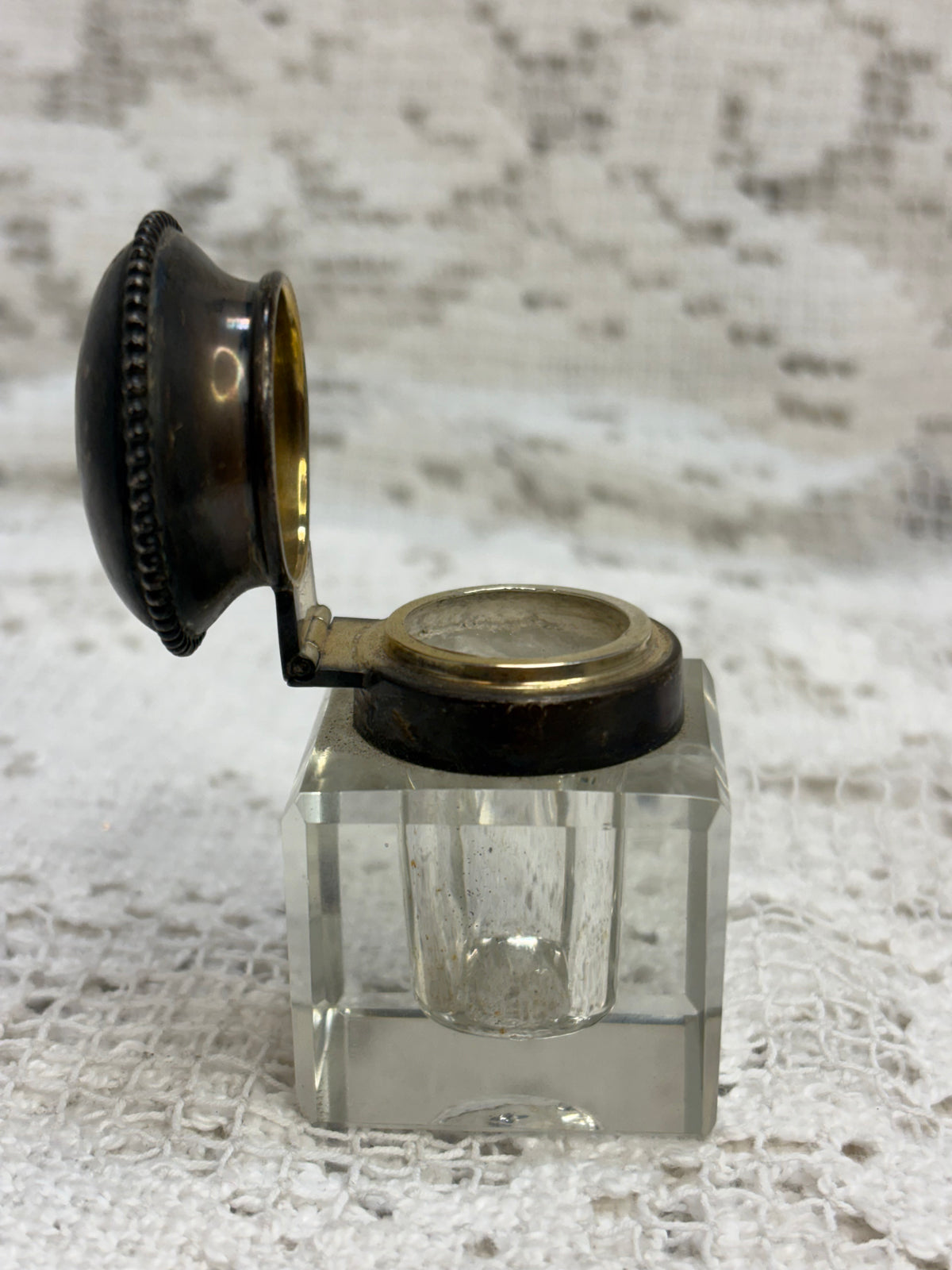 Antique Sterling Silver Inkwell & Pen rest