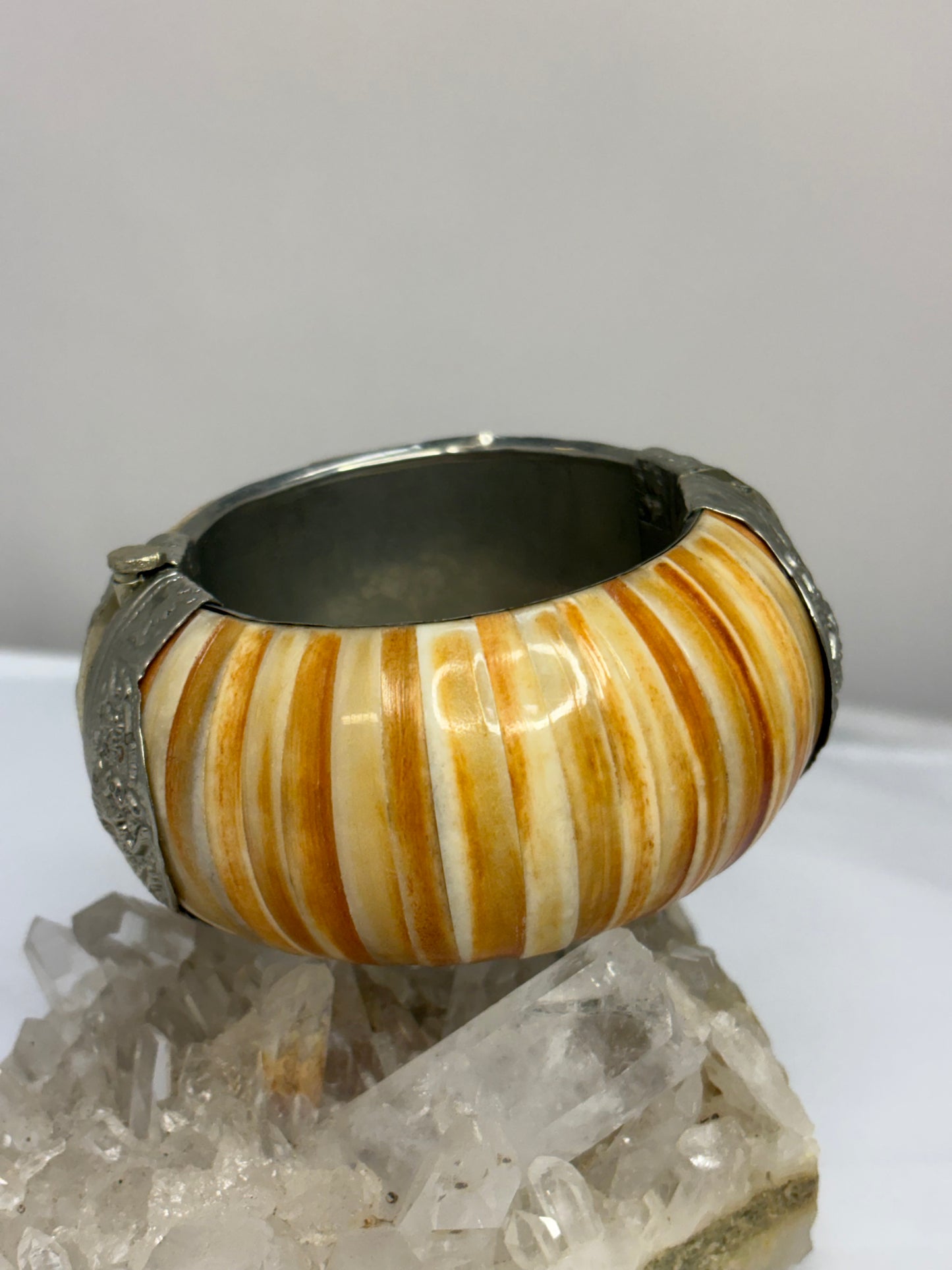 Multicolored orange Agate Hinged Bangle Bracelet