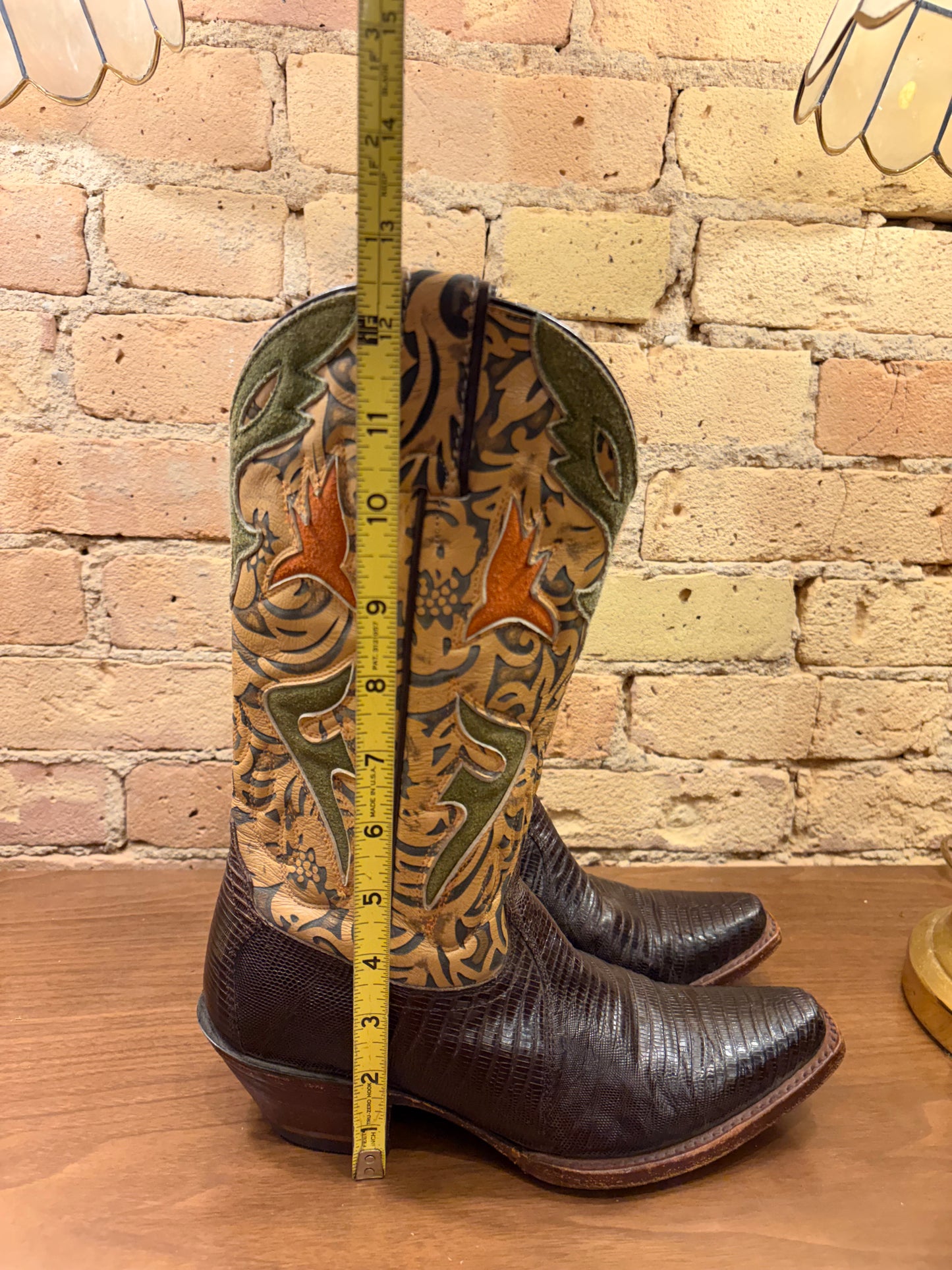 FRYE Lily Western Lizard Skin Cowboy Boots 6 1/2