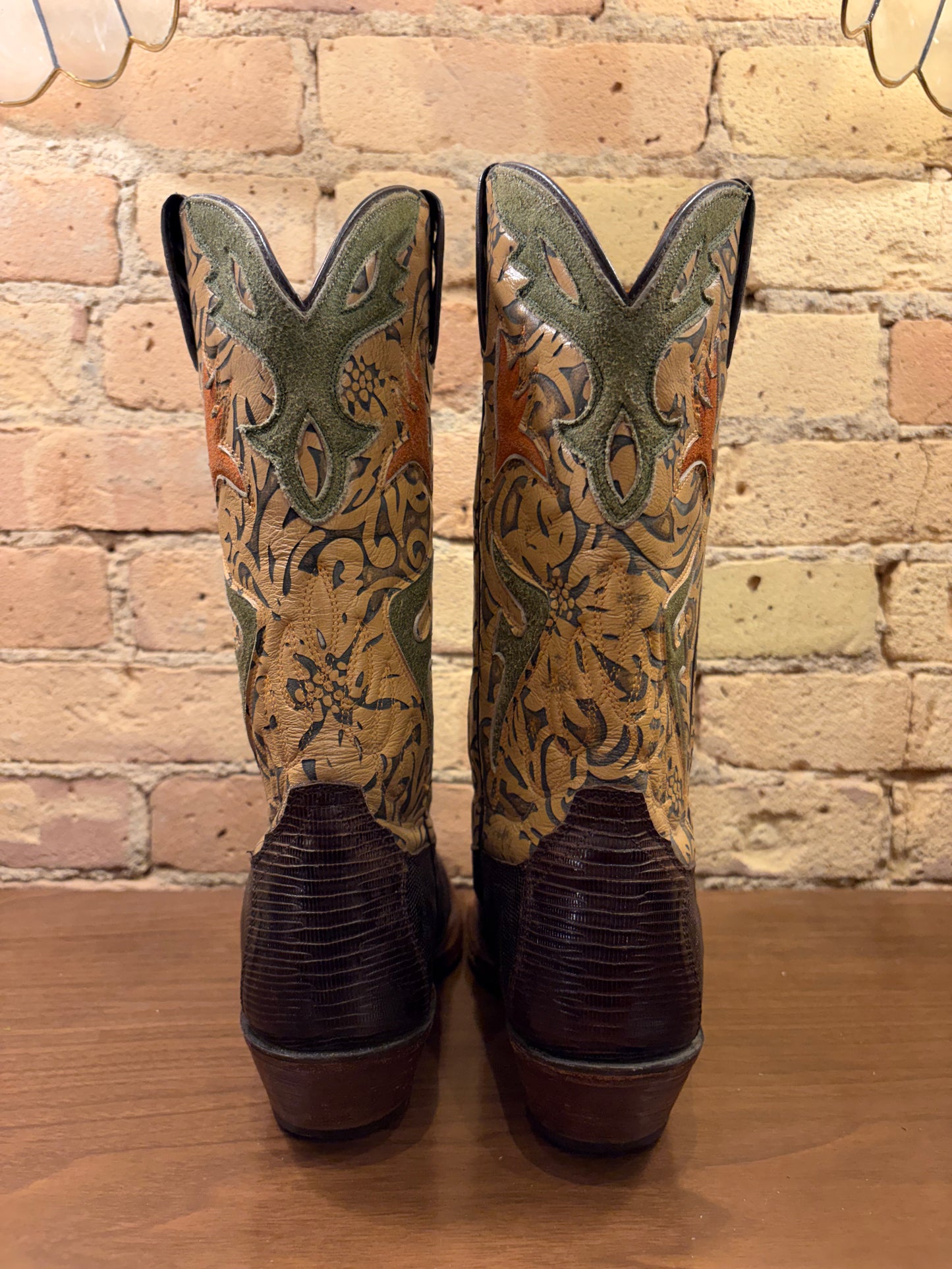 FRYE Lily Western Lizard Skin Cowboy Boots 6 1/2