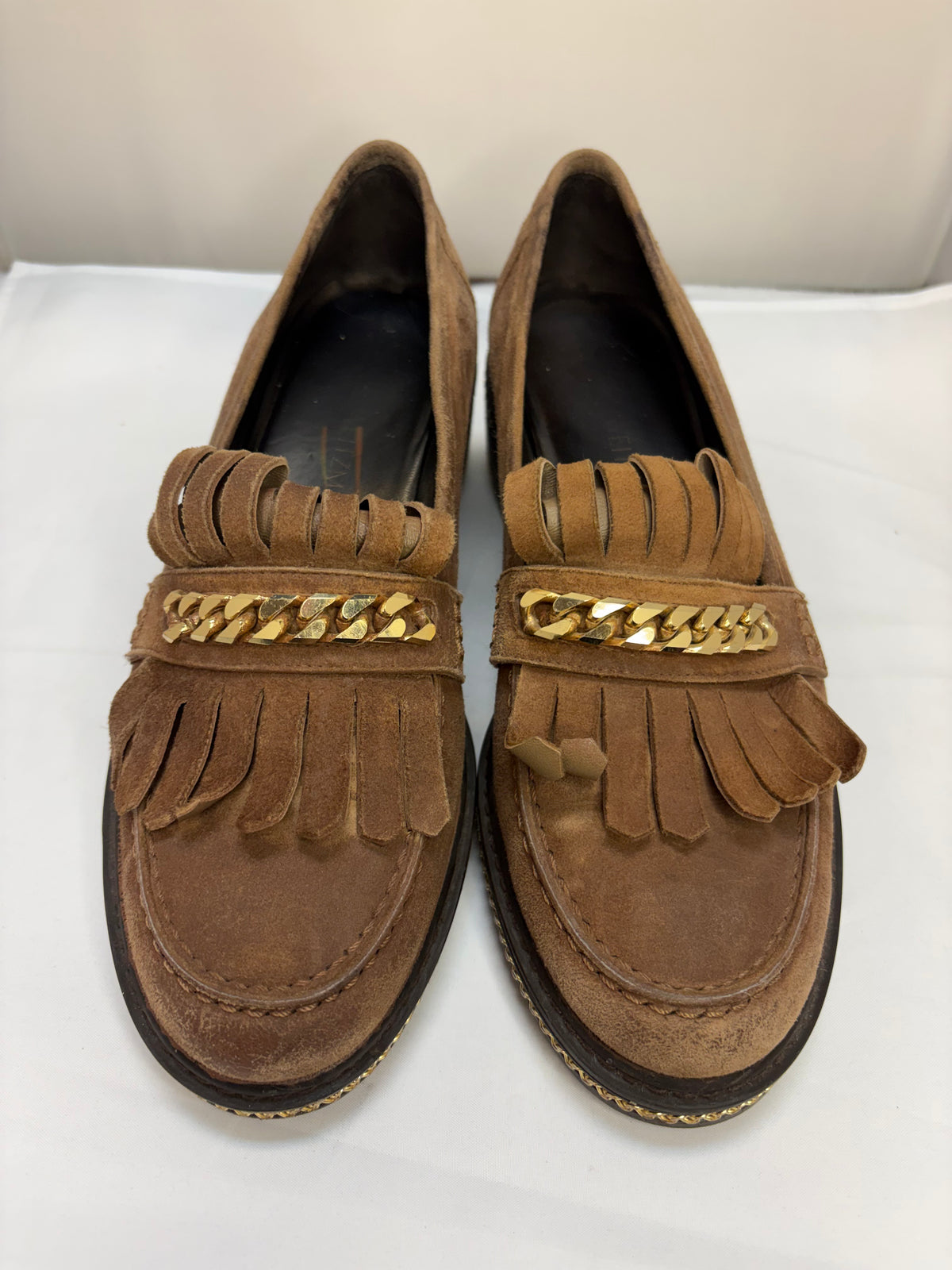 Stuart Weitzman Bmoc Chain & Suede Loafers