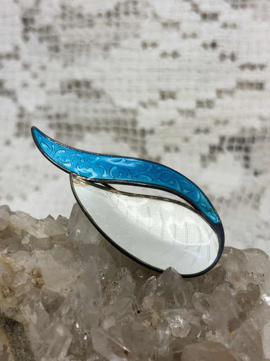 Vintage Signed Aksel Holmsen Norway Sterling Enamel Brooch