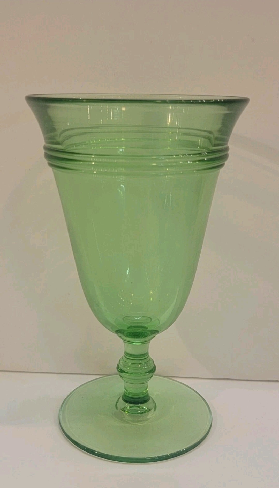 Vintage Set Of 6 Green Fostoria Priscilla Footed Glasses