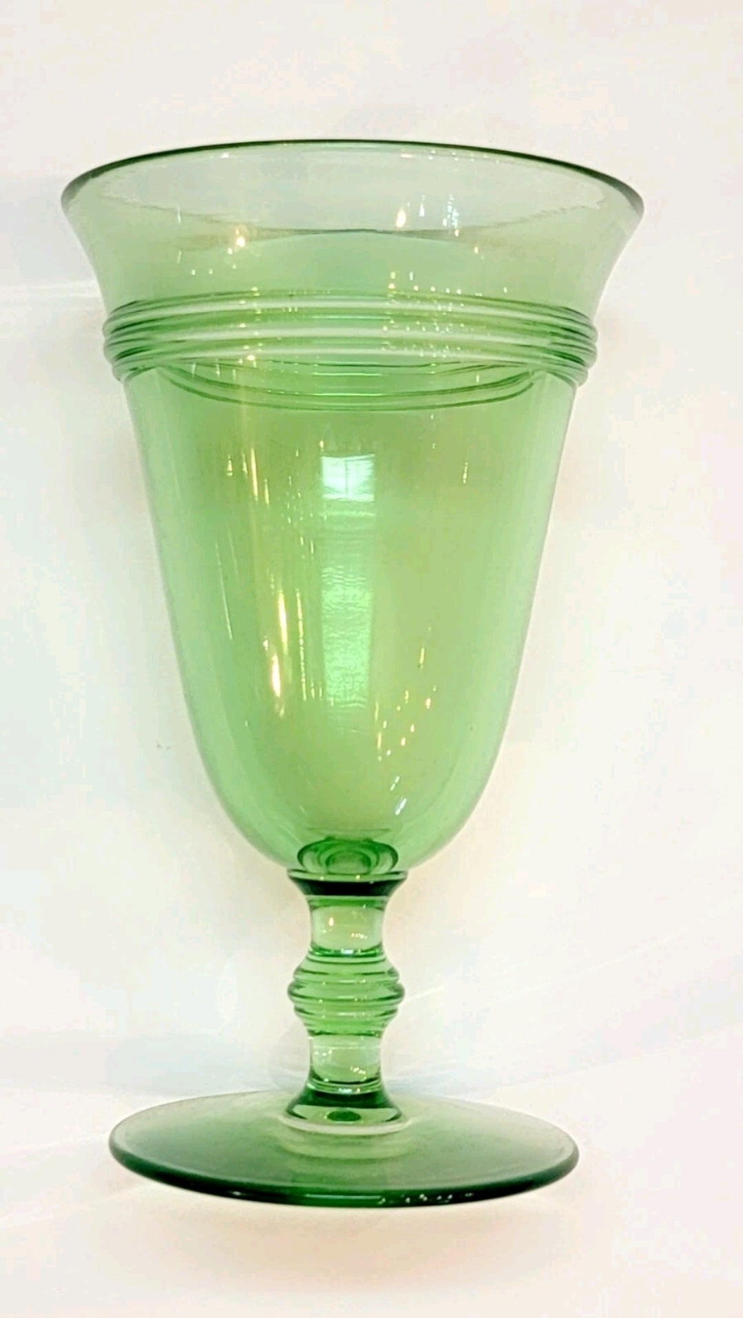 Vintage Set Of 6 Green Fostoria Priscilla Footed Glasses