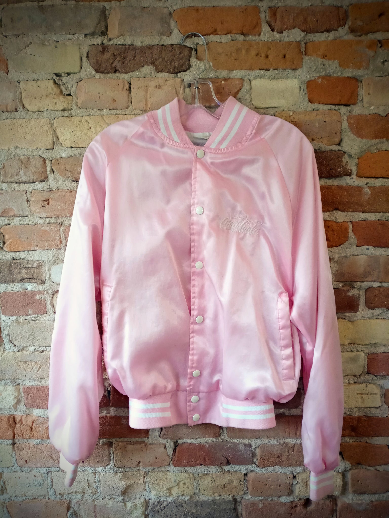 Vintage 80's Auburn Sportswear Pink Ladies Satin Retro Coca-Cola Jacket