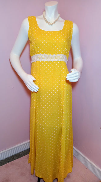 Vintage Handmade Yellow Polka-Dot Dress