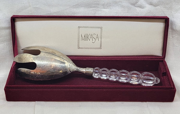 Mikasa Crystal Silver Plate Slotted Serving Spoon