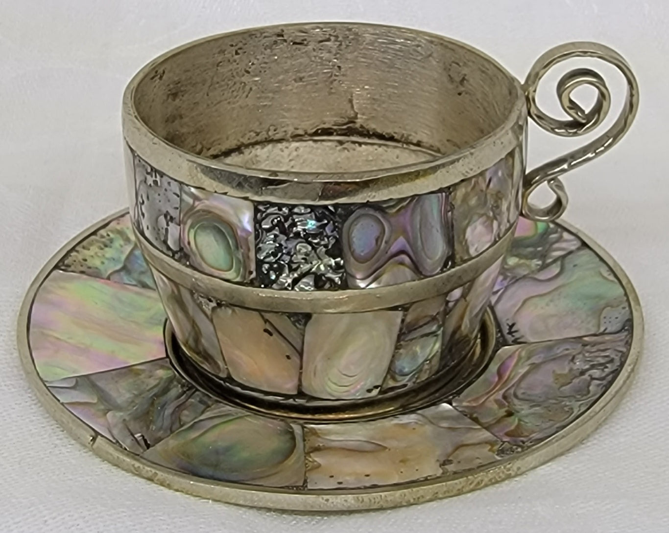 Taxco TP-28 Mexico Abalone Inlaid Cup Saucer