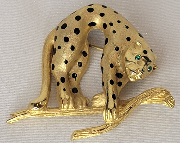 Signed HOUSE OF BORVANI Spotted Leopard on a Branch