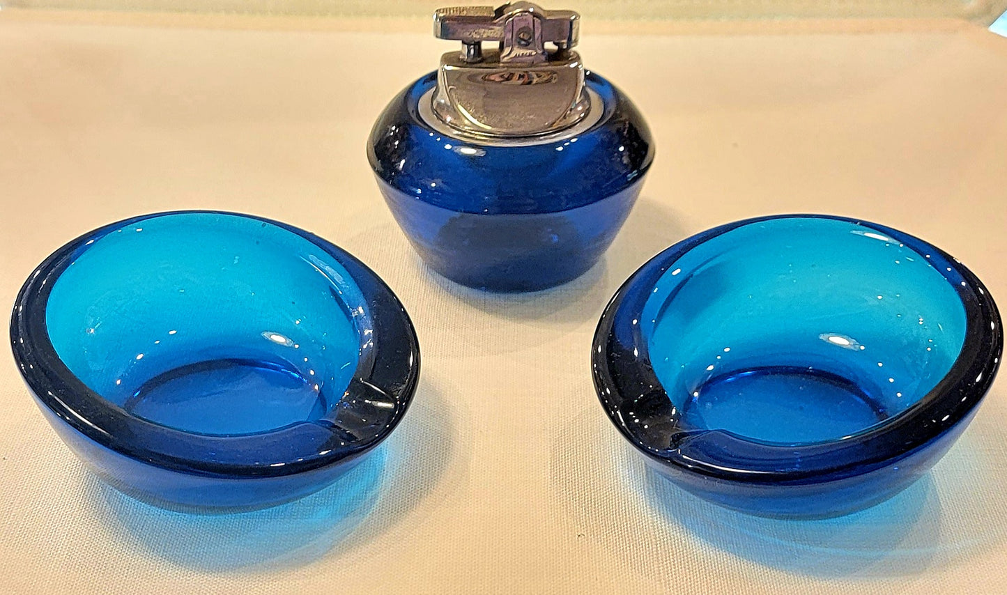 Mid Century Viking Art Glass 3 Piece Smoking Set