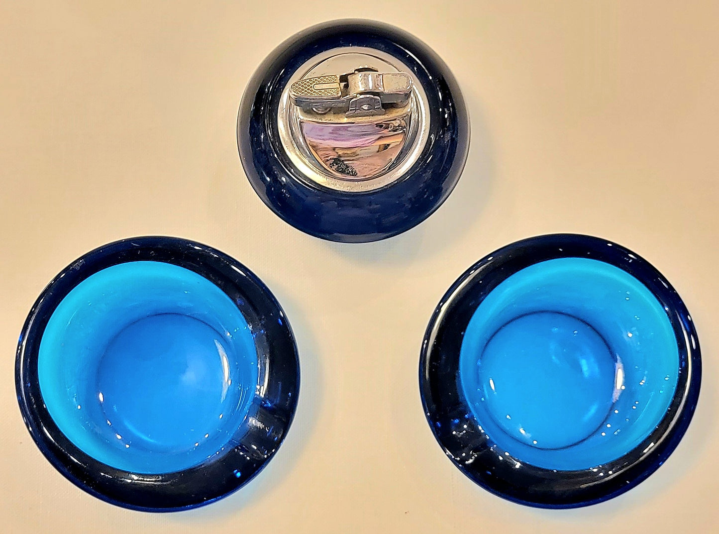 Mid Century Viking Art Glass 3 Piece Smoking Set