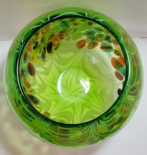 Murano Millefiori Latticino Art Glass Bowl