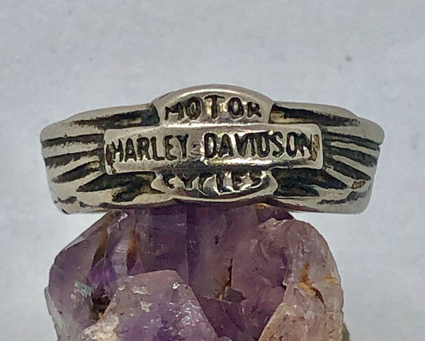 Vintage Sterling Silver Harley Davidson Motorcycle Wings Ring