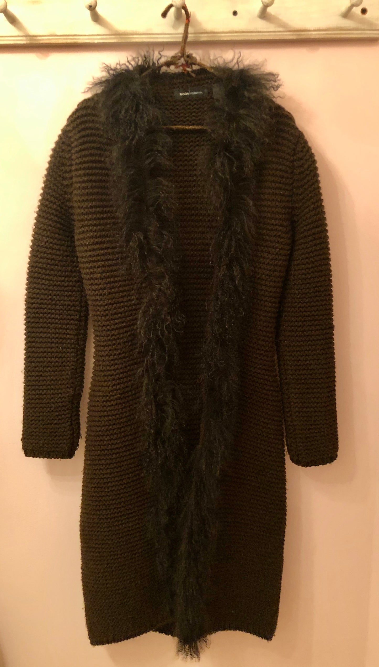 Vintage MODA International Long Brown Wool Cardigan Sweater