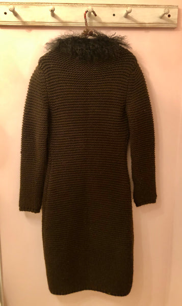 Vintage MODA International Long Brown Wool Cardigan Sweater