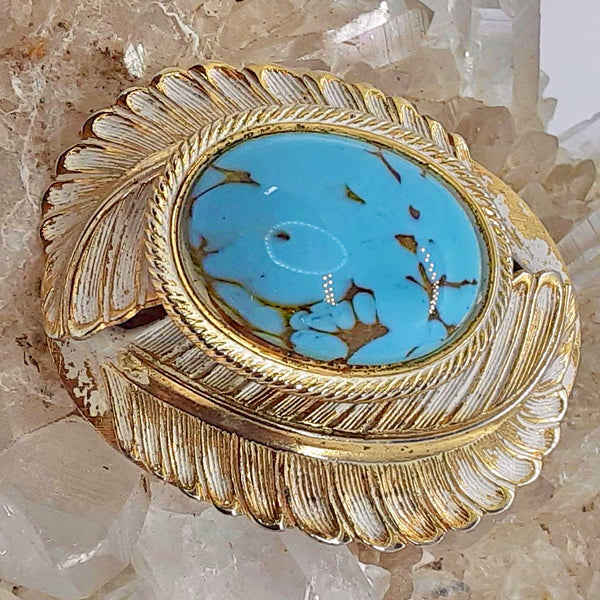 Faux Turquoise Brooch