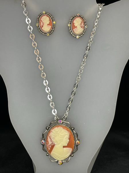 Cameo Necklace and Earing Set