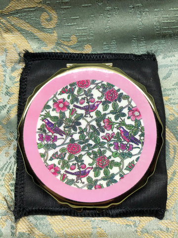 Vintage Vivian Woodard Floral Powder Compact Mirror