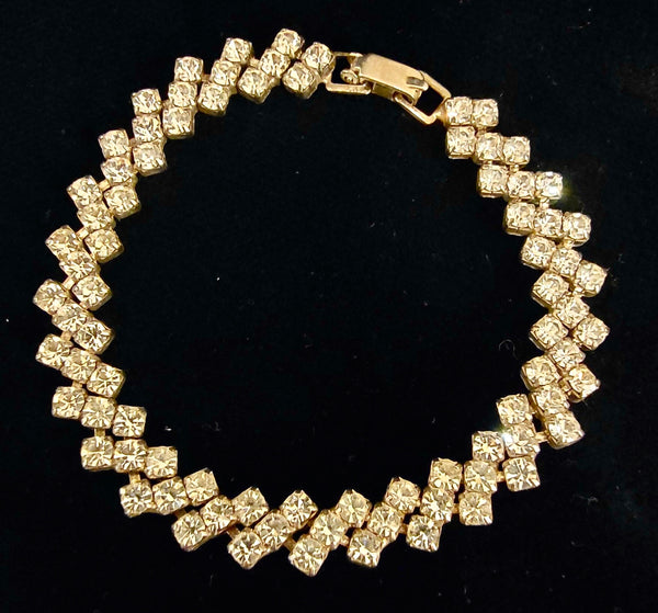 Vintage Gold Tone Rhinestone Tennis Bracelet