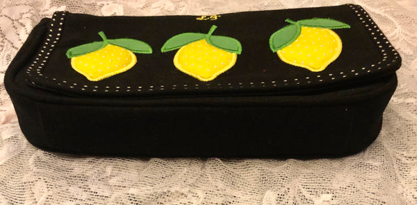 Lulu Guinness Quilted Lemon Black & Yellow Cotton Hand Bag Summer Purse
