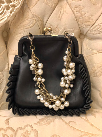 Liz Soto Black & Pearl Handbag Purse
