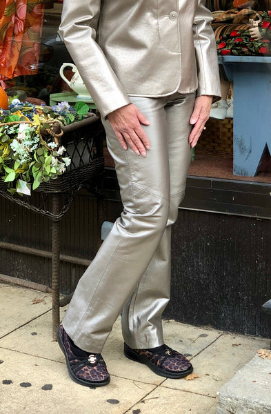 Vintage Margaret Godfrey Silver Metallic Leather Pants
