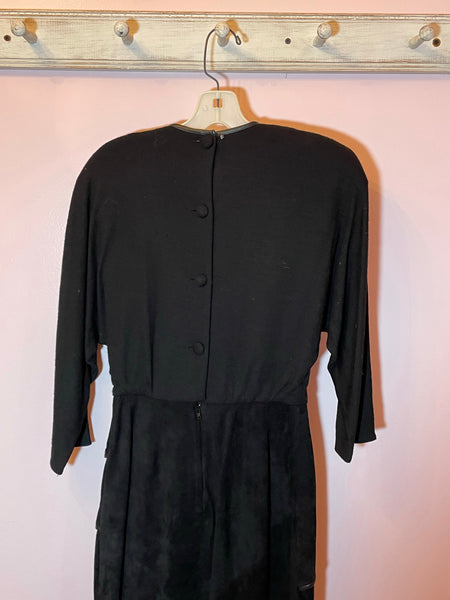 80’s Vintage St Gillian Wool & Suede Black Dress