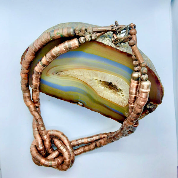 Artisan Modernist Vintage Copper Articulated Coil Necklace
