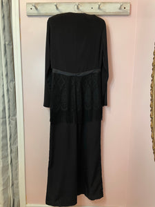 Vintage 1970’s Lilac & Lace Black Evening Gown