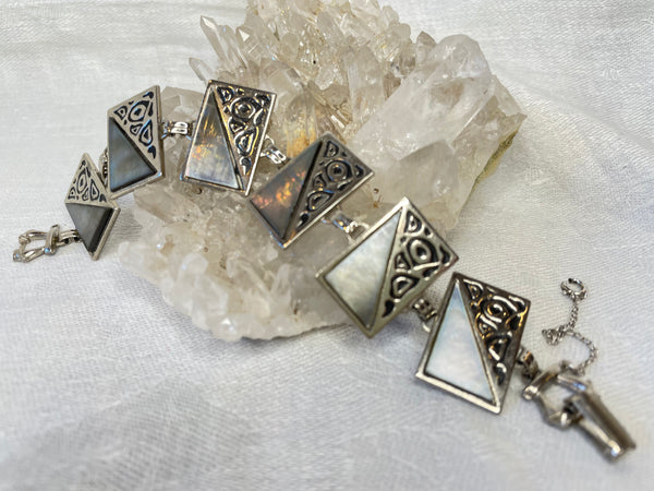 Vintage Geometric Abalone Bracelet