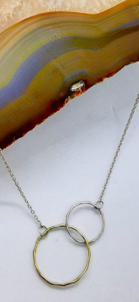 Italy Gold/Over Sterling Chain Infinity Circle Charm Necklace