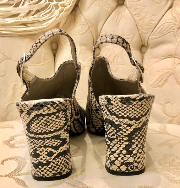 Sam & Libby Python Print Leather Slingback Heels Shoes