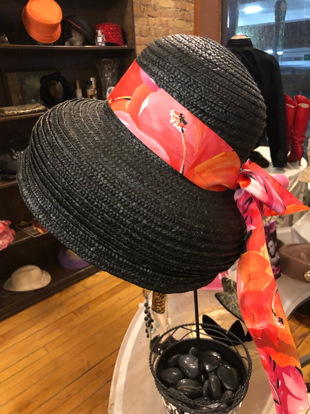 Arlin Black Straw Audrey Hepburn Style Hat