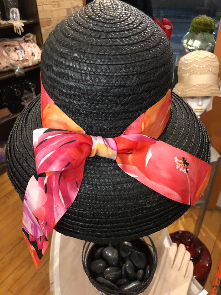 Arlin Black Straw Audrey Hepburn Style Hat