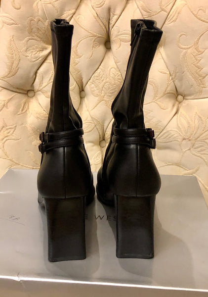 Vintage Nine West Black Square Toe Boots