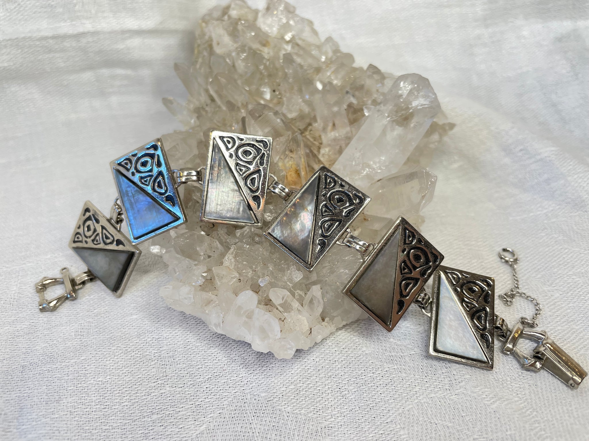 Vintage Geometric Abalone Bracelet