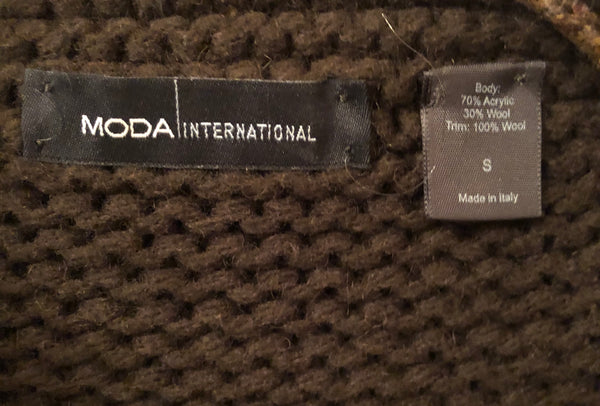 Vintage MODA International Long Brown Wool Cardigan Sweater