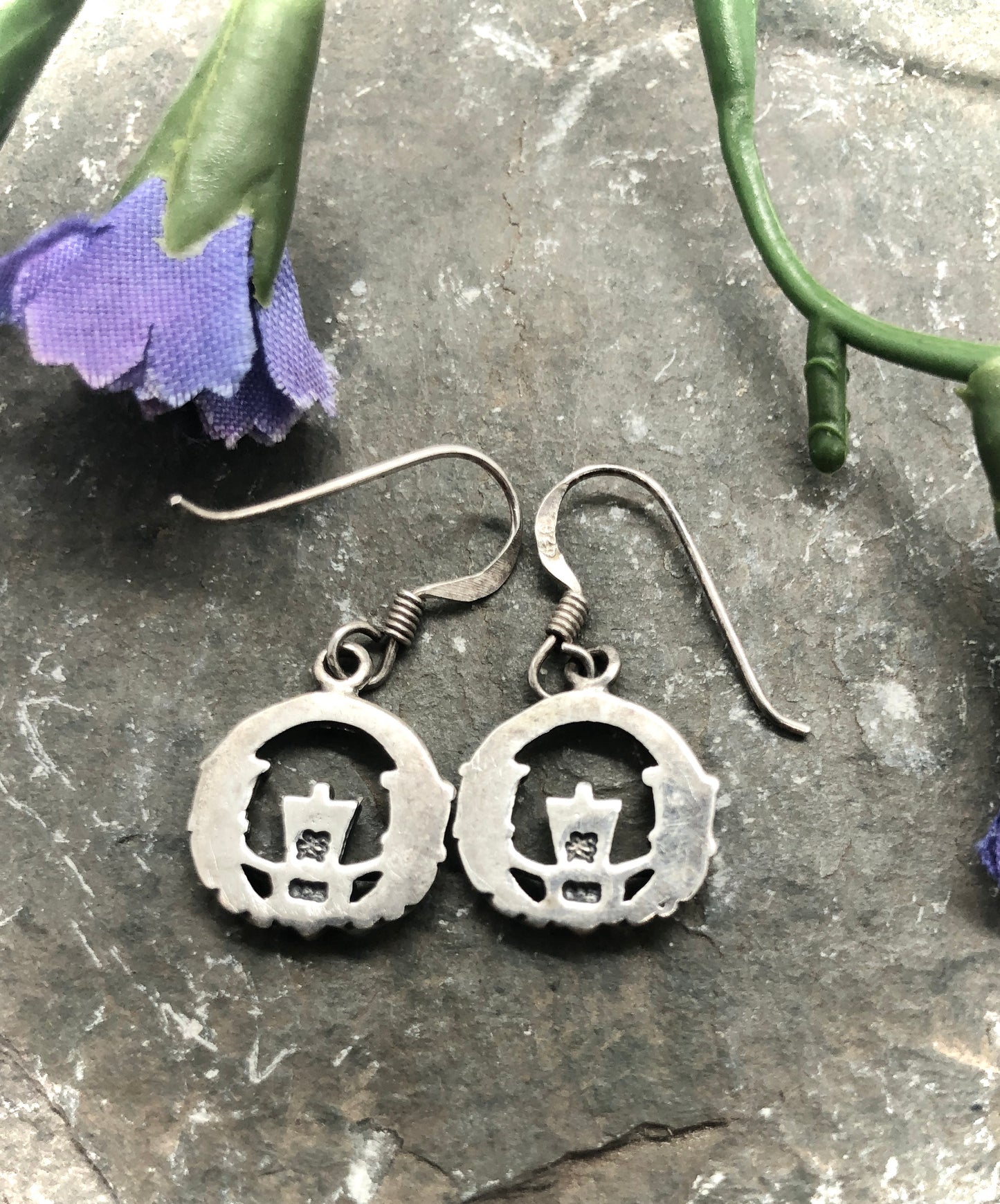 Vintage Claddagh Solid Sterling Silver Dangle Earrings Love Loyalty Friendship