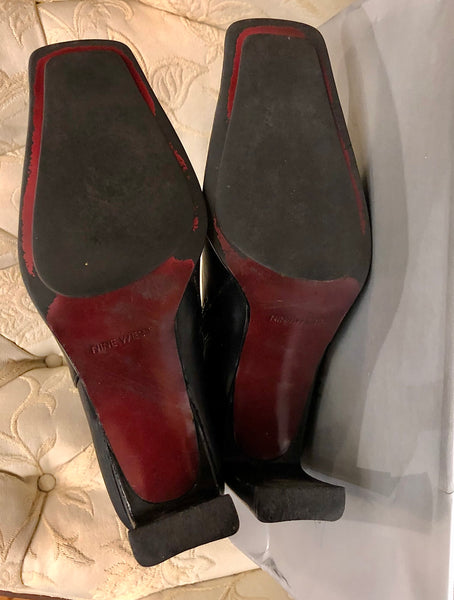 Vintage Nine West Black Square Toe Boots