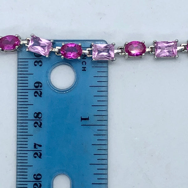 Sterling Silver Pink and Fuchsia Tennis Bracelet