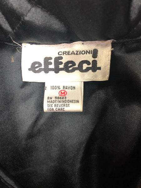 Creazioni Effeci Button Up Front Black Pearl Quilted Jacket Large