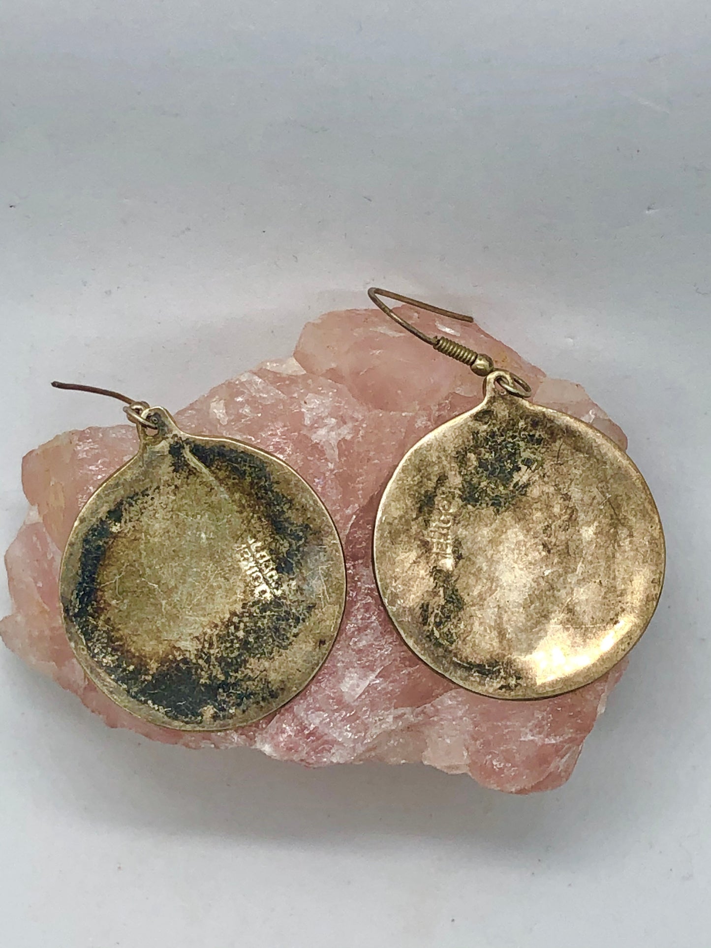Vintage Silver Malachite & Abalone Mexico Inlaid Round Dangle Earrings