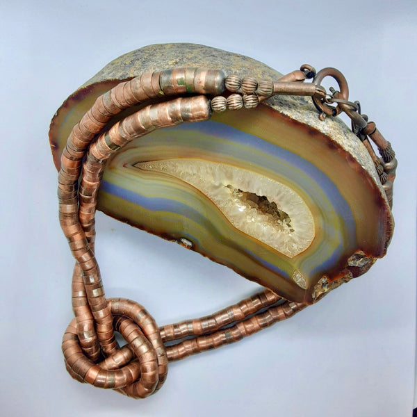 Artisan Modernist Vintage Copper Articulated Coil Necklace