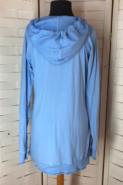 Gap Women’s Light Weight Blue V Neck Long Sleeve Hooded Pocket Pullover Shirt