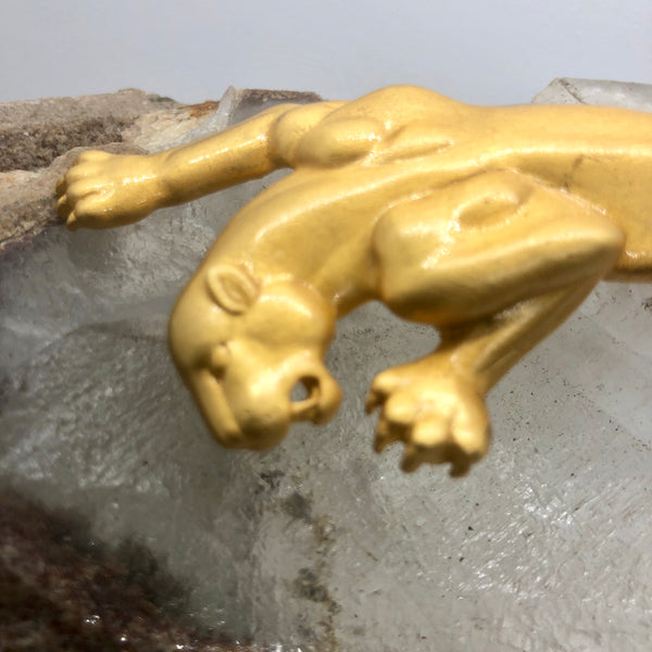 Signed JJ 1986 Climbing Gold Panther Brooch