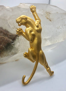 Signed JJ 1986 Climbing Gold Panther Brooch