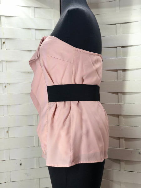 Forever 21 Pink & Black Strapless Blouse Size M