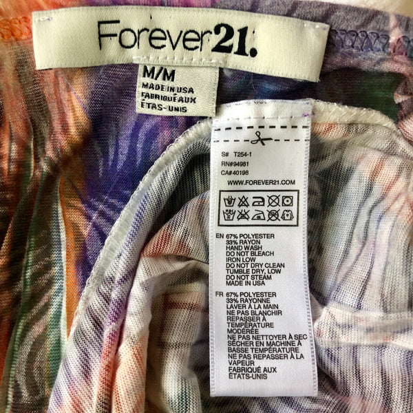 Forever 21 Rainbow Flower Sleeveless V Neck Tank Top Size M
